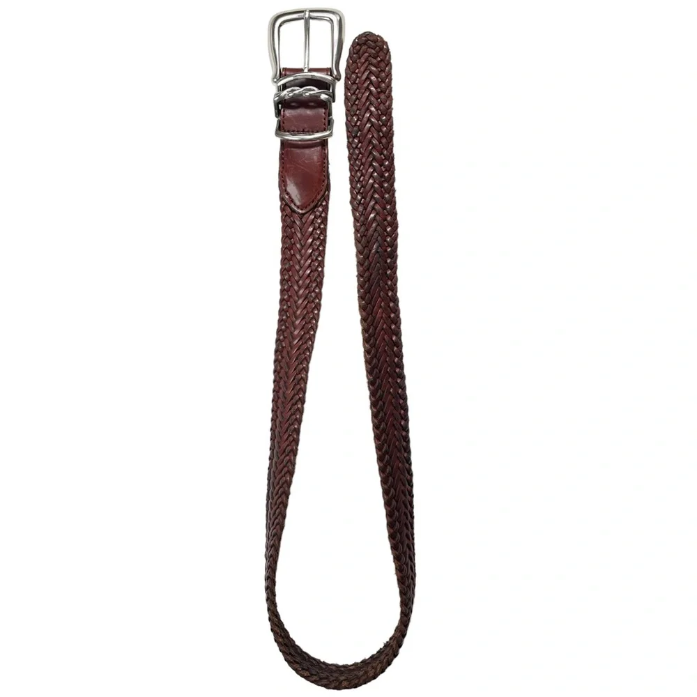 Brighton | Medium | Vintage Brown Weaved Leather Belt with Silver‎ Belt Buckle